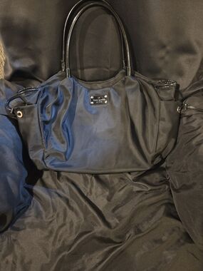 Kate Spade Black Nylon Diaper Bag with Patent Handles